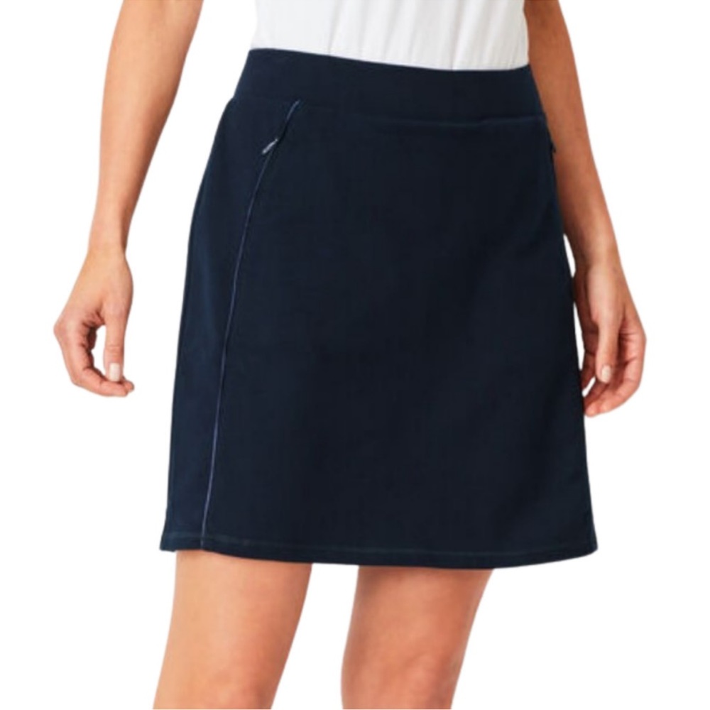 T BY TALBOTS Everyday Yoga Skort Navy Blue Stretch Comfort Pockets Tennis Skirt